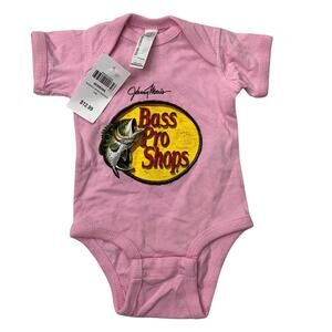 NWT Bass Pro Shop Baby Newborn Pink One Piece Romper Short Sleeve Cotton